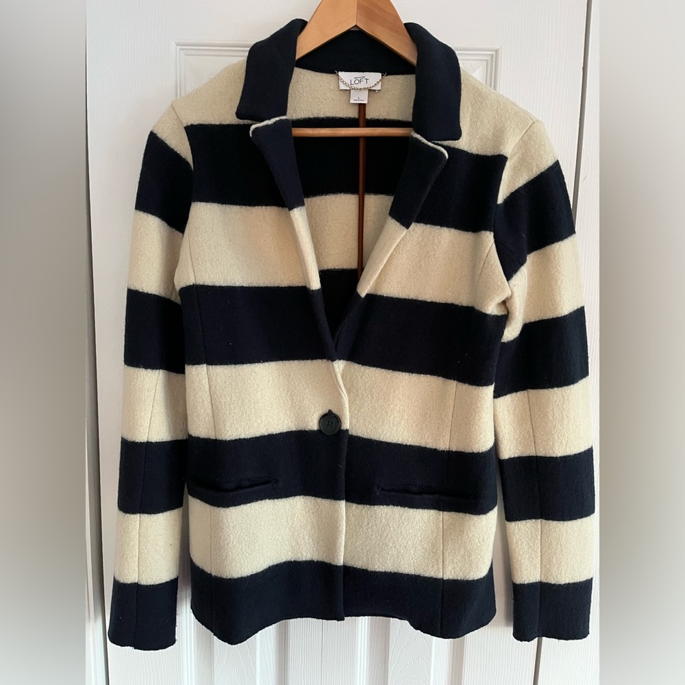Ann Taylor Loft stripped wool blazer